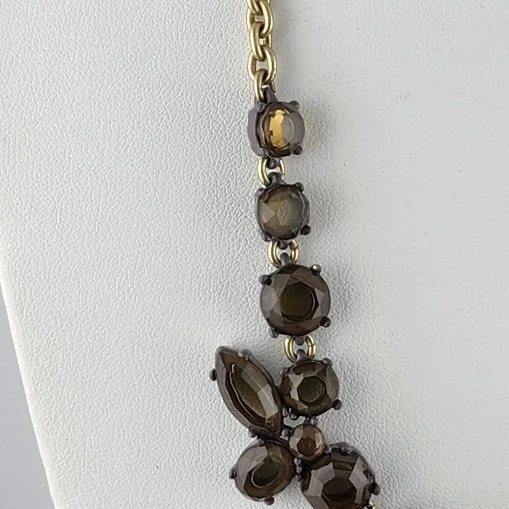 J. Crew Smokey Faceted Rhinestone Necklace Grey Faux‎ Stone